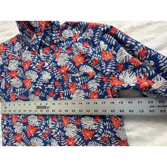 Ariat Men Floral Hawaiian Shirt XS Blue Tropical Short Sleeve Button Down Cotton - Picture 8 of 9